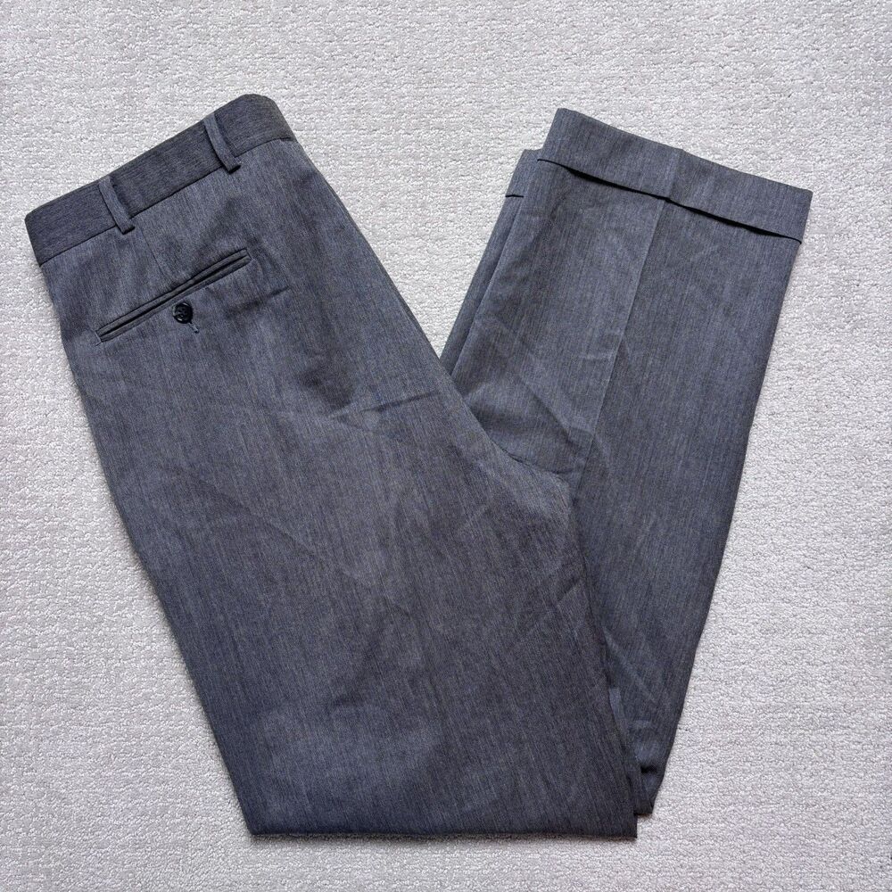 Vtg 90s Brooks Brothers Dress Pants Mens 37x31 Gray 100% Wool Pleated Academia